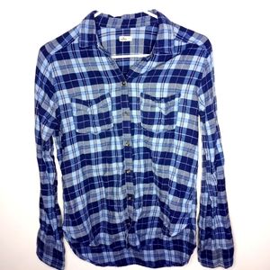 Hollister Blue Plaid Long Sleeve